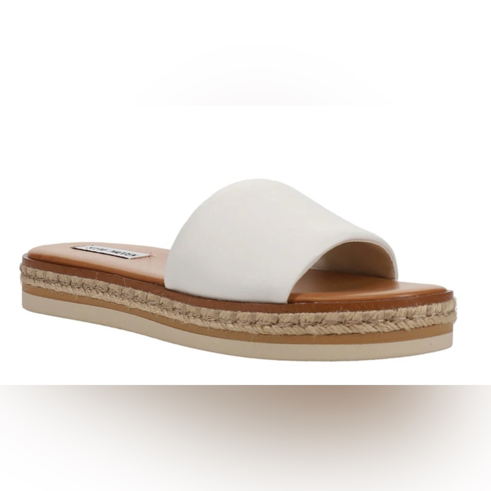 Steve Madden Women's Enough Espadrille Slide Sandals White